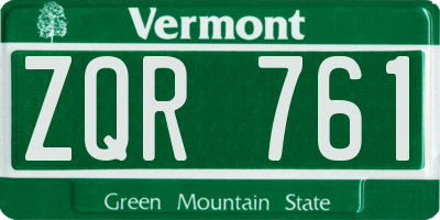 VT license plate ZQR761