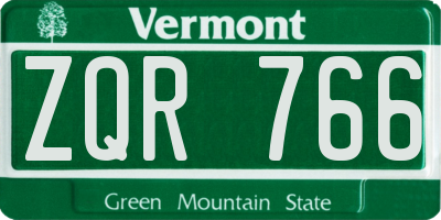 VT license plate ZQR766