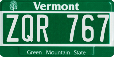 VT license plate ZQR767
