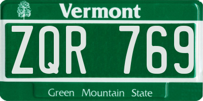 VT license plate ZQR769