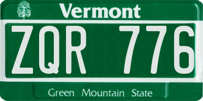 VT license plate ZQR776