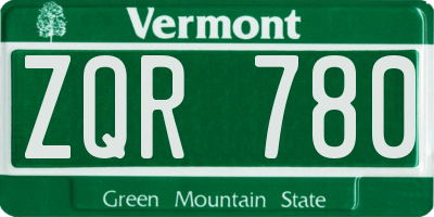 VT license plate ZQR780