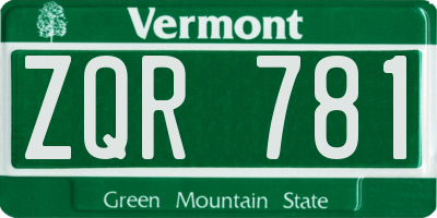 VT license plate ZQR781