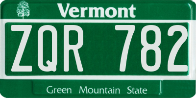 VT license plate ZQR782