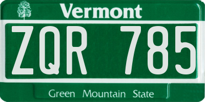 VT license plate ZQR785