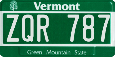 VT license plate ZQR787