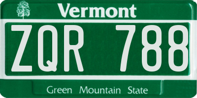 VT license plate ZQR788