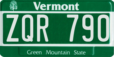 VT license plate ZQR790