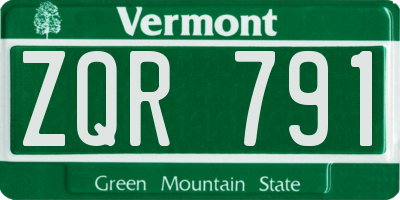 VT license plate ZQR791