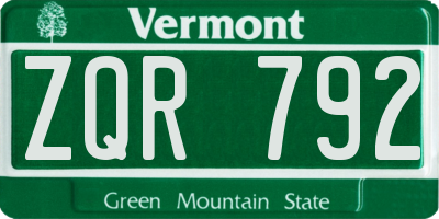 VT license plate ZQR792