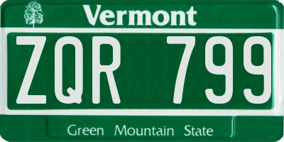 VT license plate ZQR799