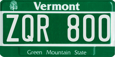 VT license plate ZQR800
