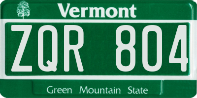 VT license plate ZQR804