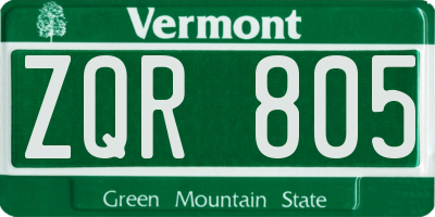 VT license plate ZQR805