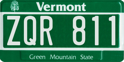 VT license plate ZQR811