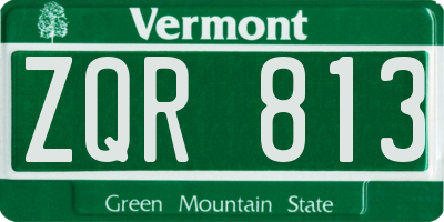 VT license plate ZQR813