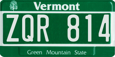 VT license plate ZQR814