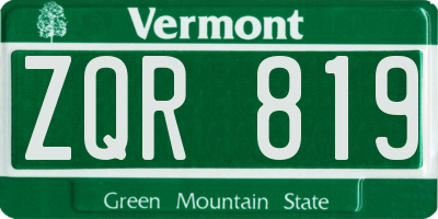 VT license plate ZQR819