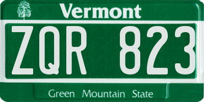 VT license plate ZQR823