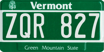 VT license plate ZQR827