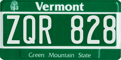 VT license plate ZQR828