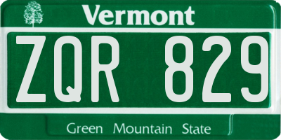 VT license plate ZQR829