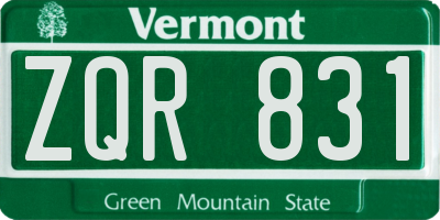 VT license plate ZQR831