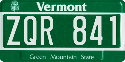 VT license plate ZQR841