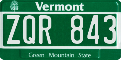 VT license plate ZQR843
