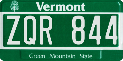 VT license plate ZQR844