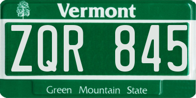 VT license plate ZQR845