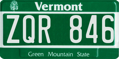 VT license plate ZQR846