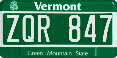 VT license plate ZQR847