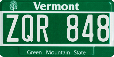 VT license plate ZQR848