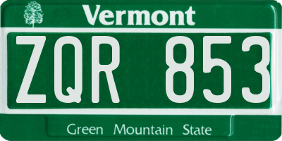 VT license plate ZQR853