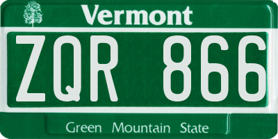 VT license plate ZQR866