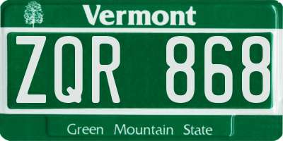 VT license plate ZQR868