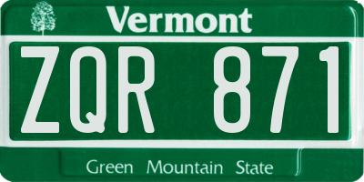 VT license plate ZQR871