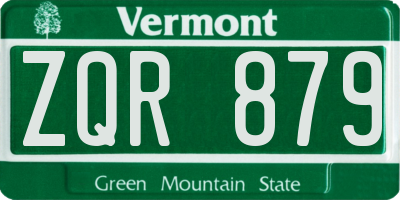 VT license plate ZQR879