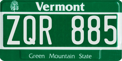 VT license plate ZQR885