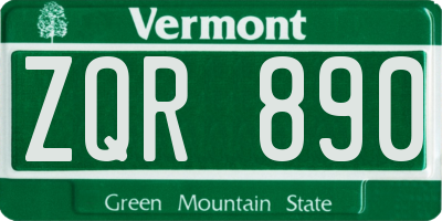 VT license plate ZQR890