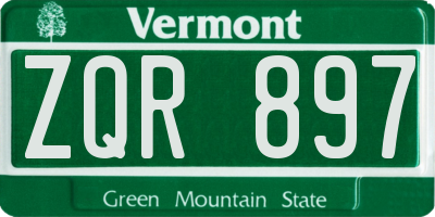 VT license plate ZQR897