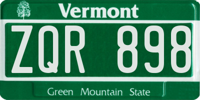 VT license plate ZQR898