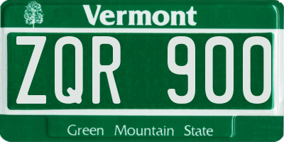 VT license plate ZQR900