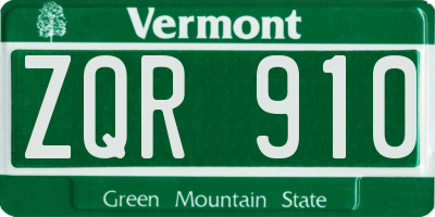 VT license plate ZQR910