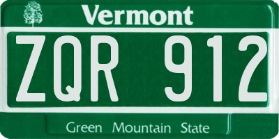 VT license plate ZQR912