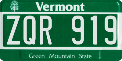 VT license plate ZQR919