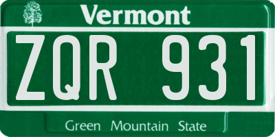 VT license plate ZQR931