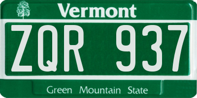 VT license plate ZQR937