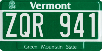 VT license plate ZQR941